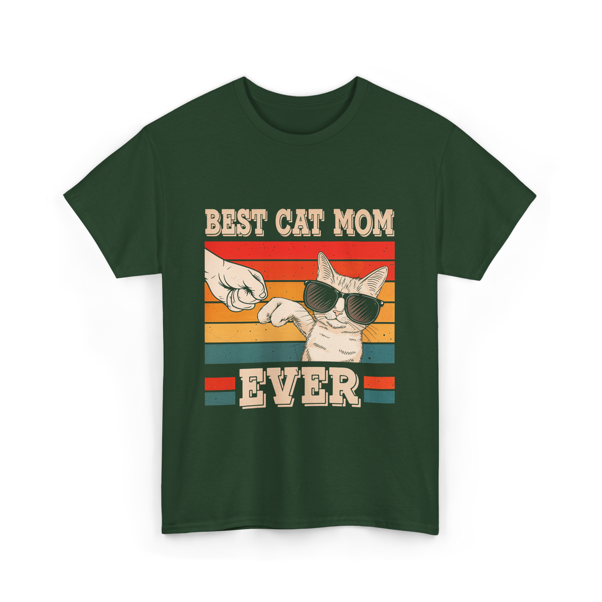 Best Cat Mom Ever Cat Lover T-Shirt - Forest Green