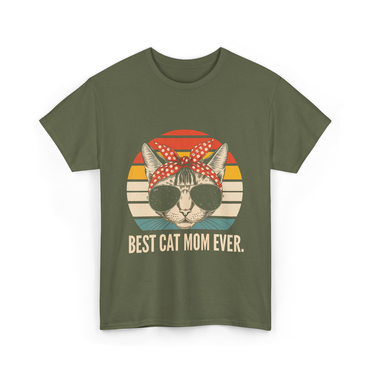 Best Cat Mom Ever Cat Mother T-Shirt - Military Green