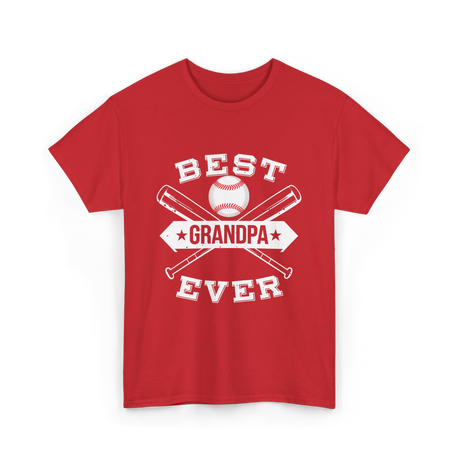 Best Grandpa Baseball Player T-Shirt - Red