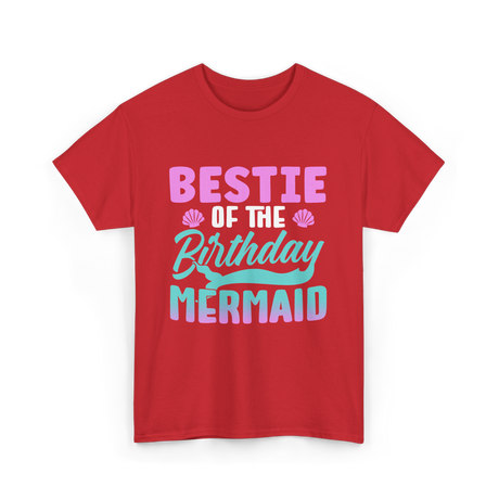 Bestie Mermaid Birthday Party T-Shirt - Red