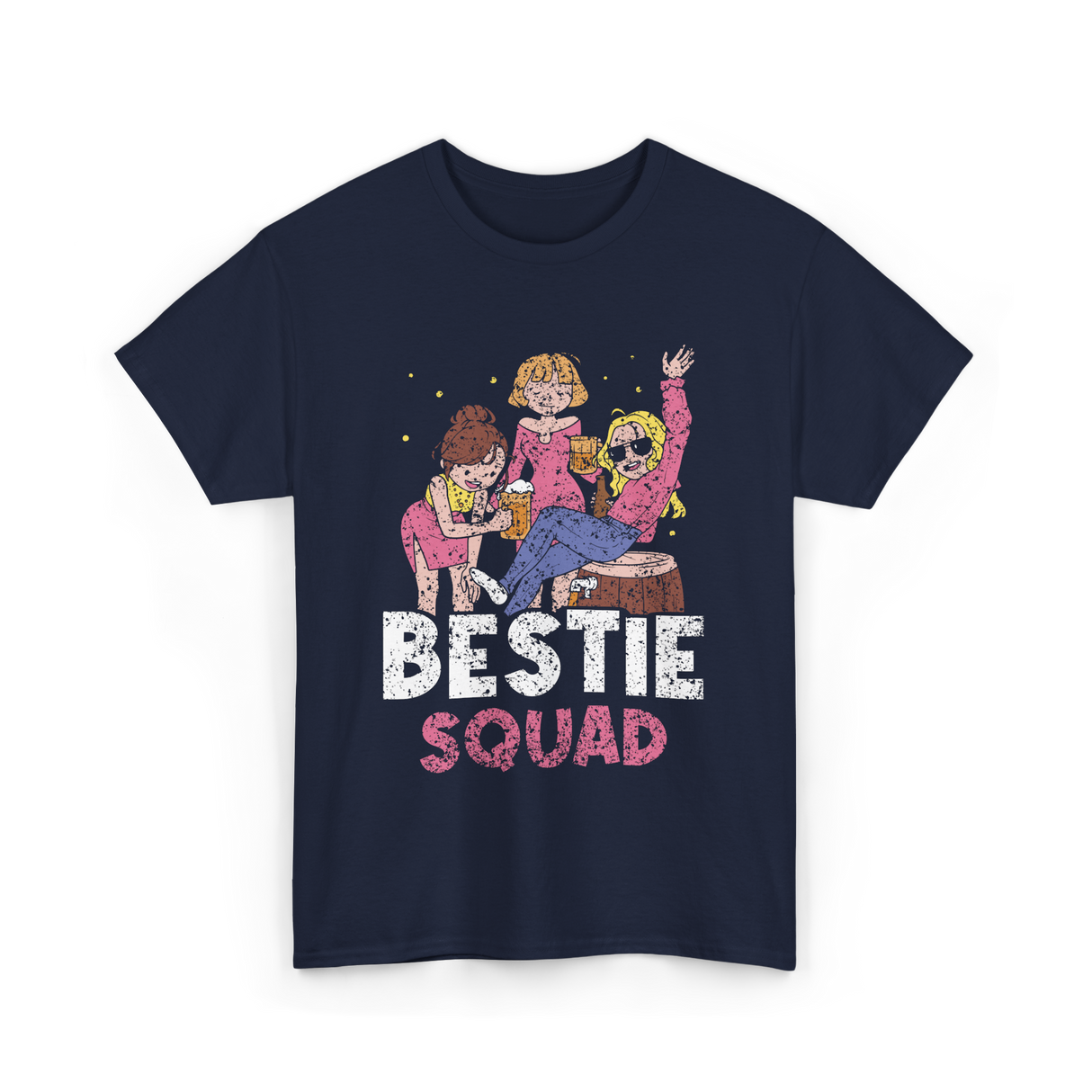 Bestie Squad Friendship Friends T-Shirt - Navy