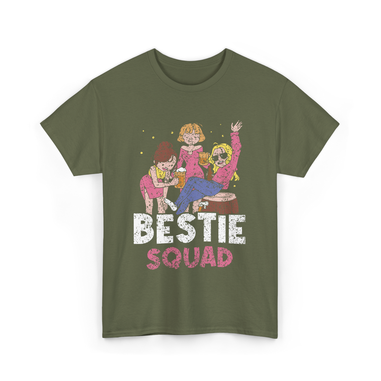 Bestie Squad Friendship Friends T-Shirt - Military Green