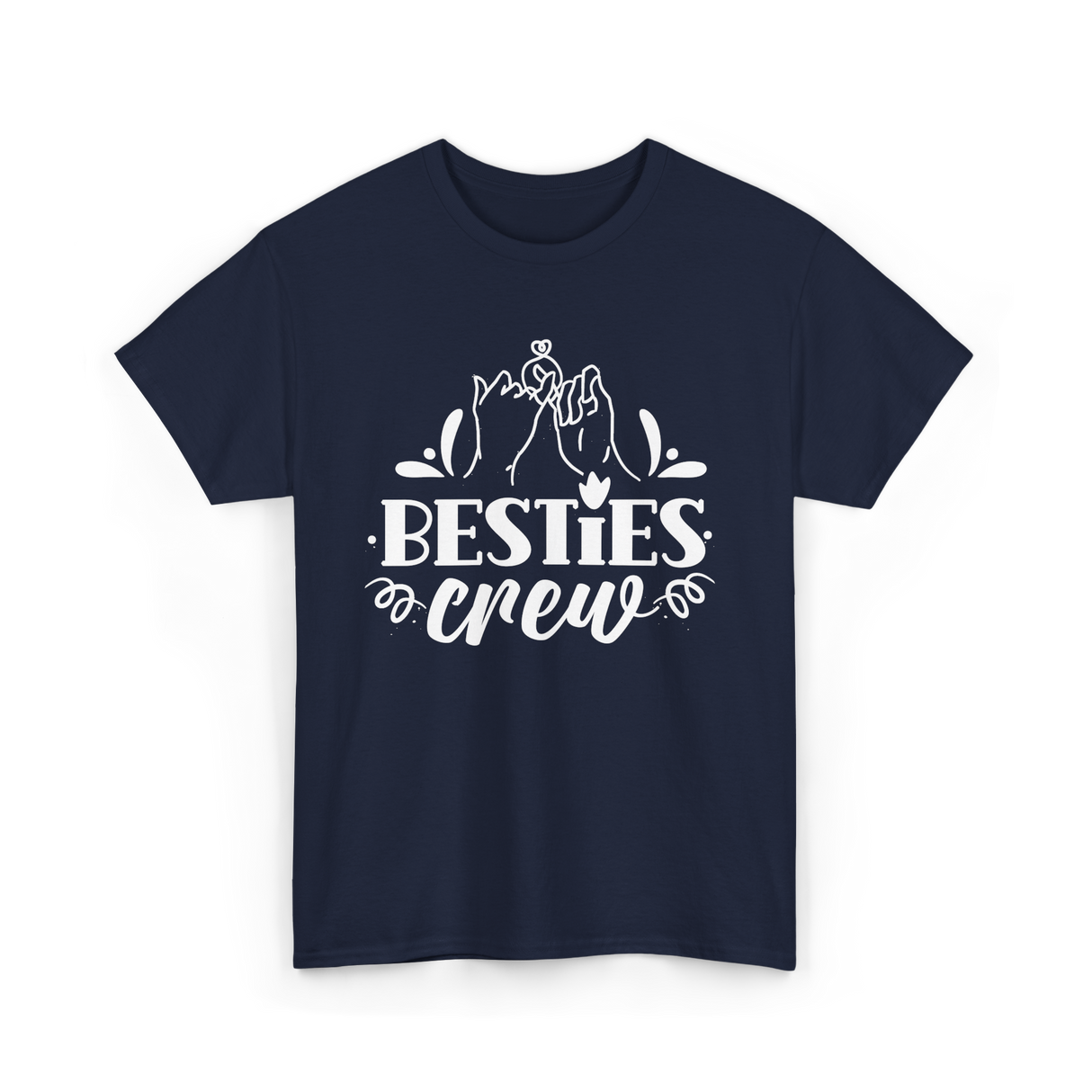 Besties Crew Friends Friendship T-Shirt - Navy