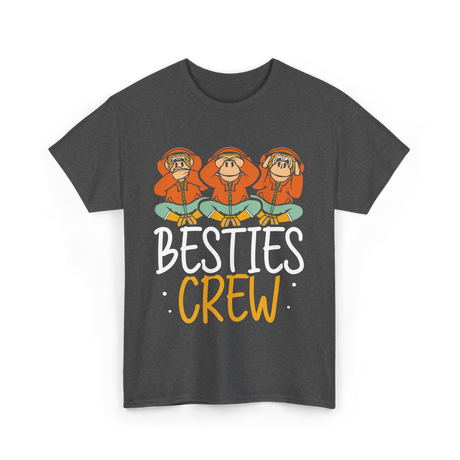 Besties Crew Monkeys Friends T-Shirt - Dark Heather