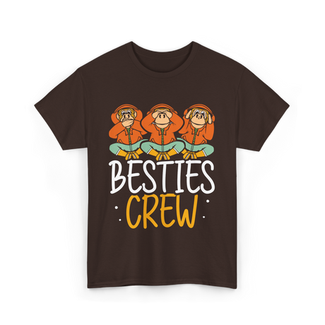 Besties Crew Monkeys Friends T-Shirt - Dark Chocolate