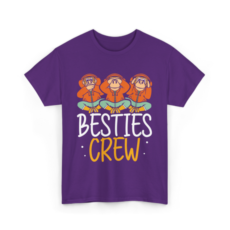 Besties Crew Monkeys Friends T-Shirt - Purple