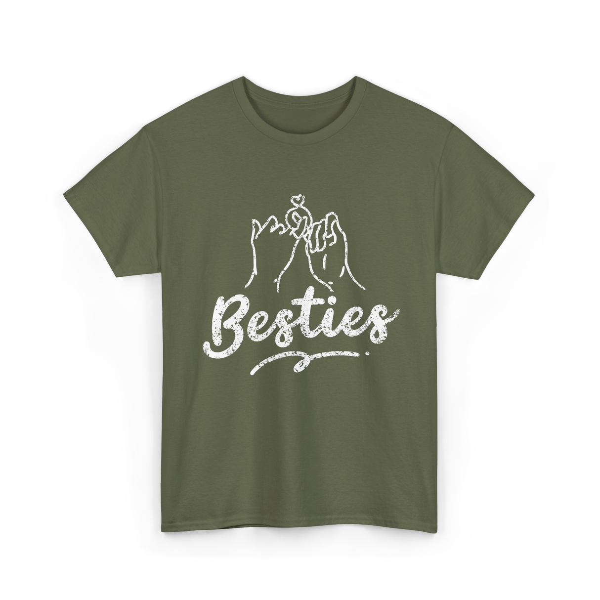 Besties Friendship Friends Support T-Shirt - Military Green