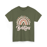 Besties Rainbow Friendship Besties T-Shirt - Military Green