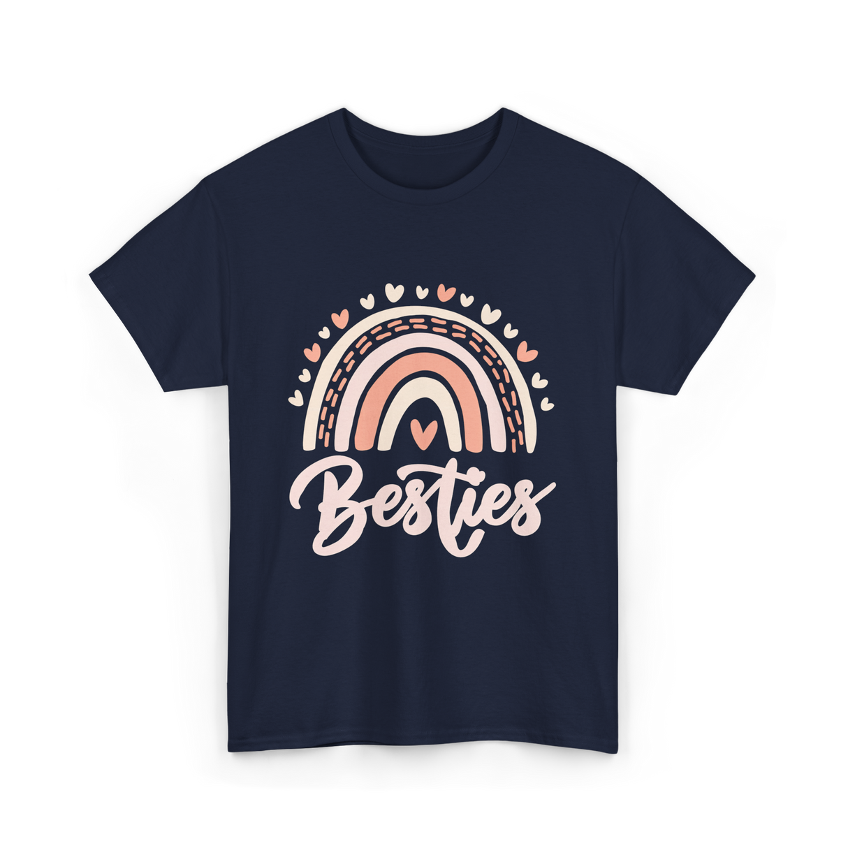 Besties Rainbow Friendship Besties T-Shirt - Navy