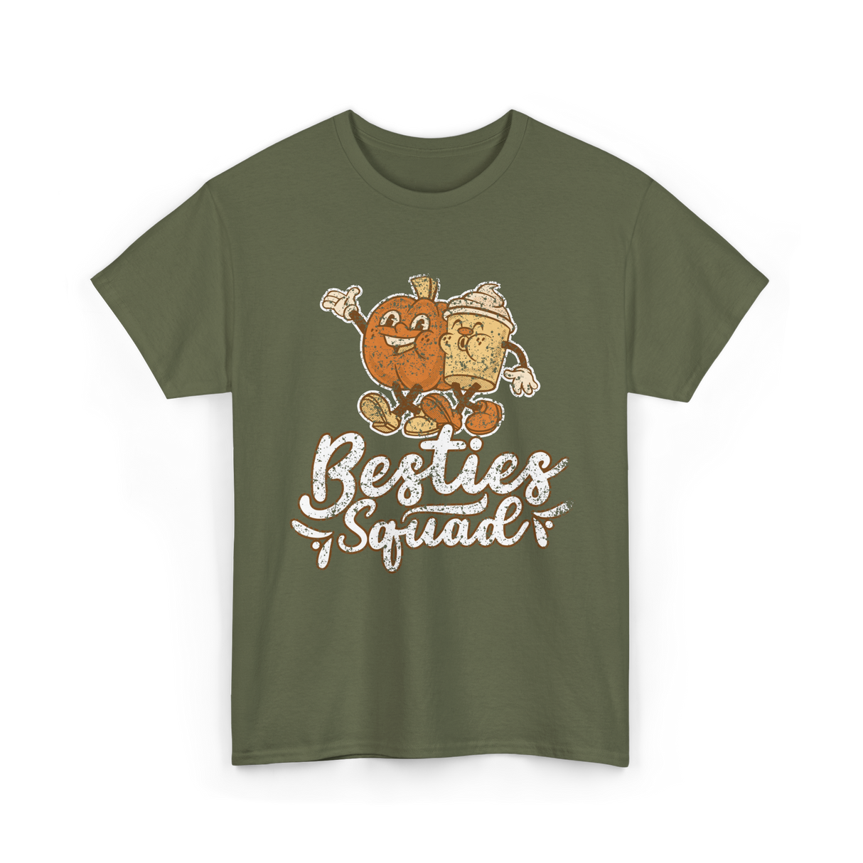 Besties Squad Cute Friendship T-Shirt - Military Green