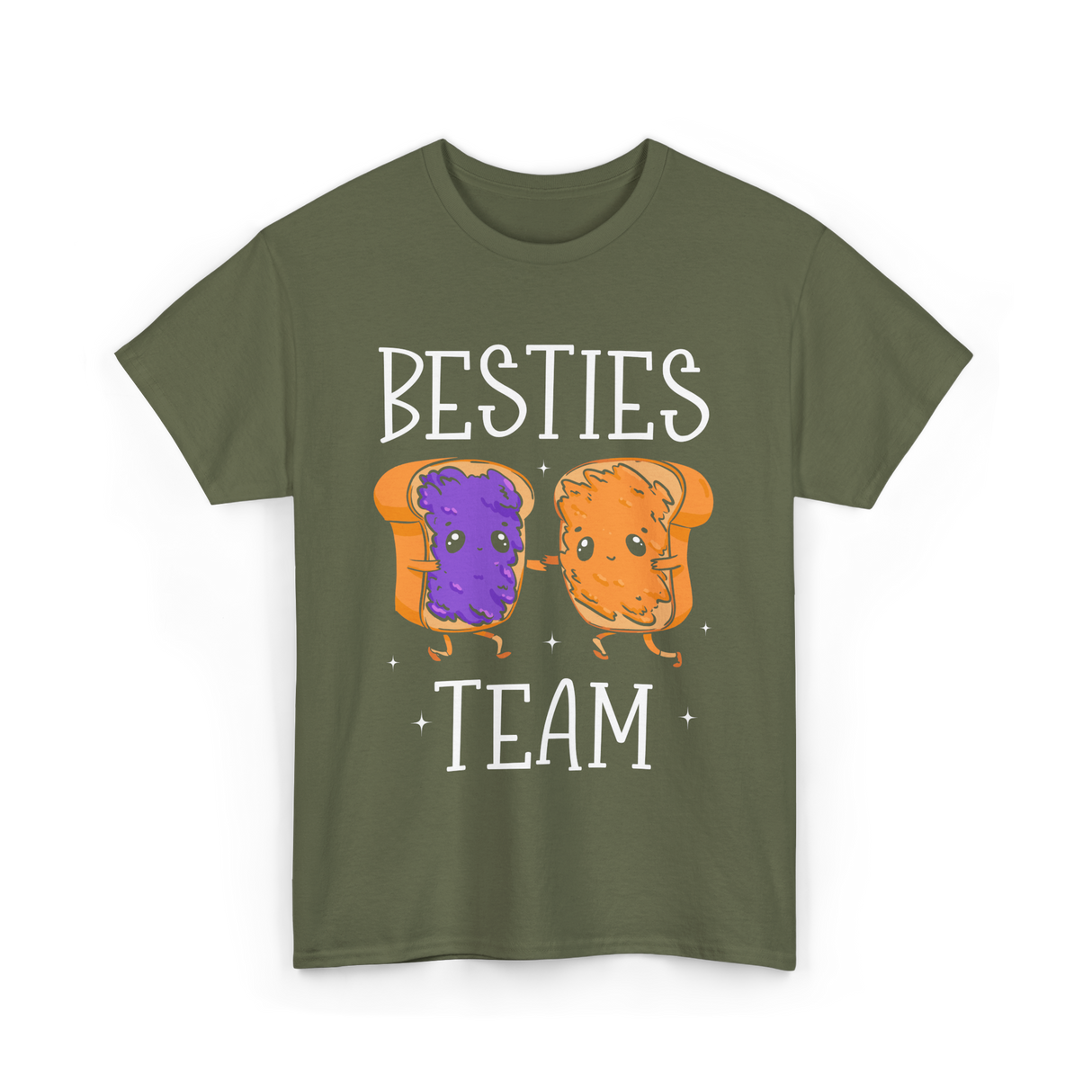 Besties Team Food Friendship T-Shirt - Military Green