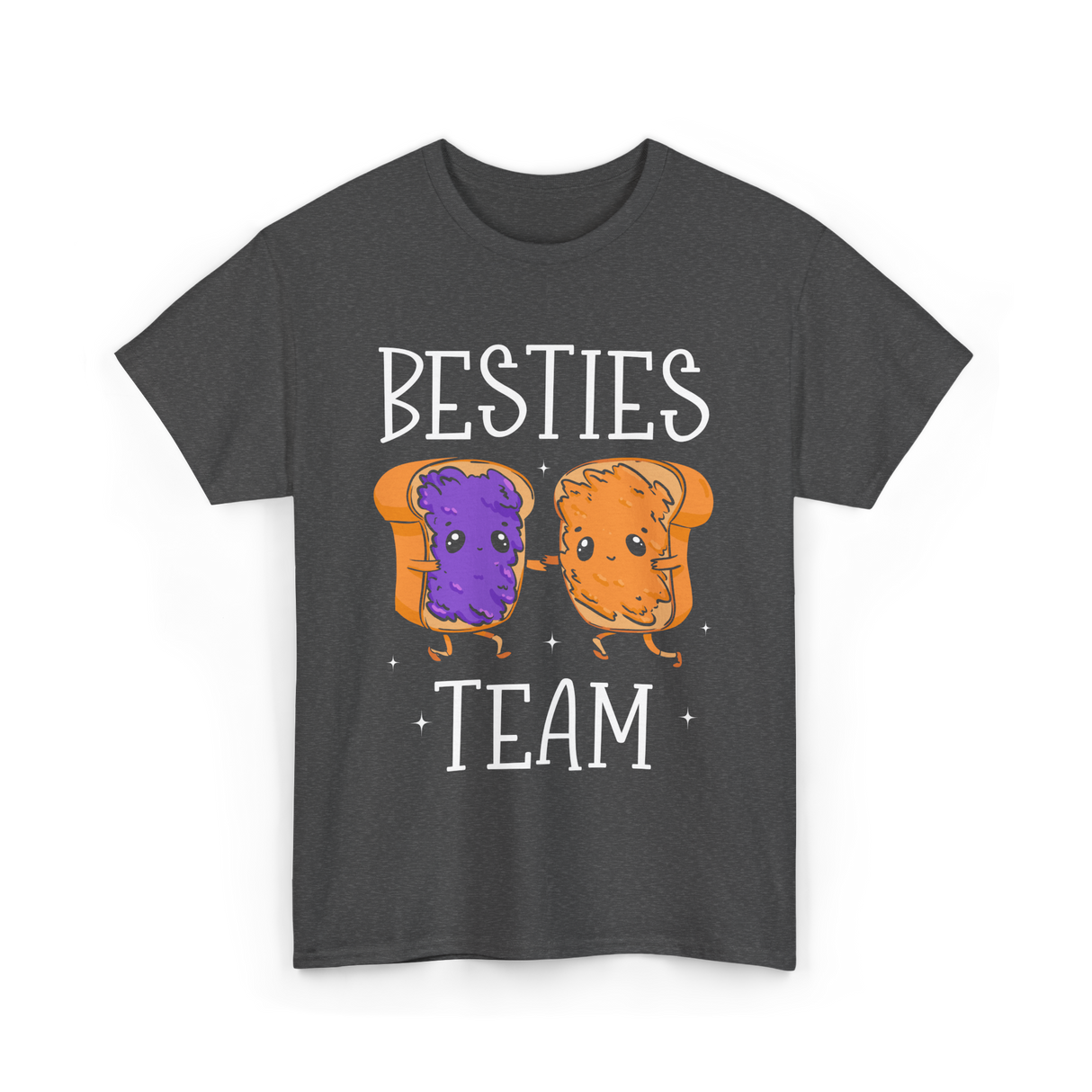 Besties Team Food Friendship T-Shirt - Dark Heather