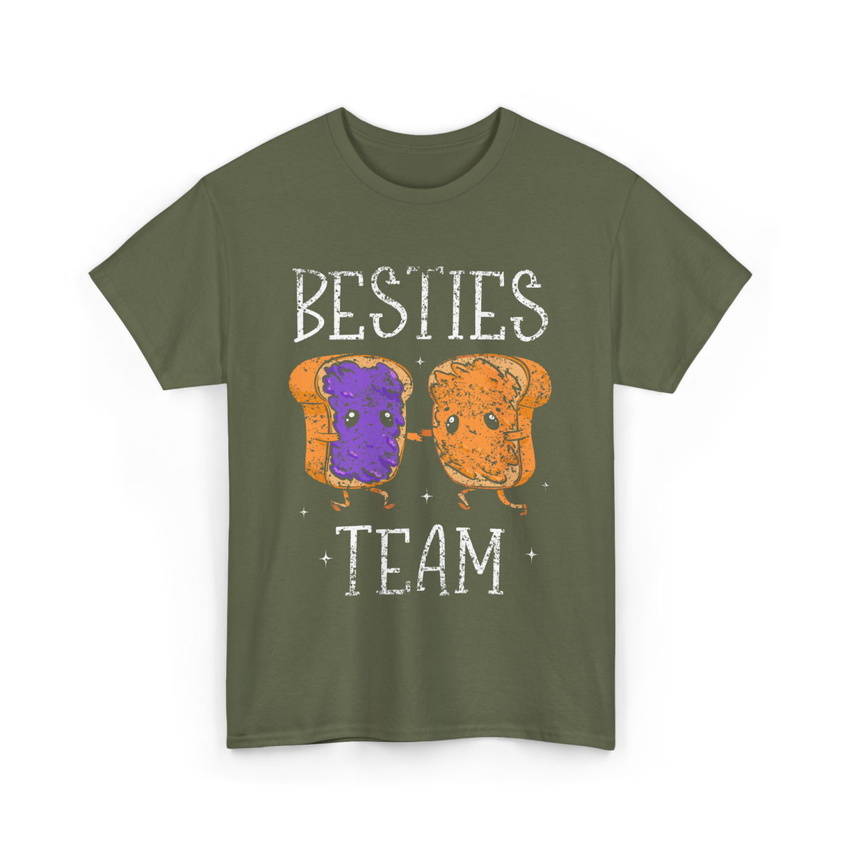 Besties Team Toast Friendship T-Shirt - Military Green