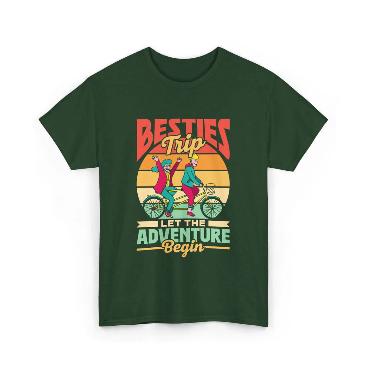 Besties Trip Adventure Friends T-Shirt - Forest Green