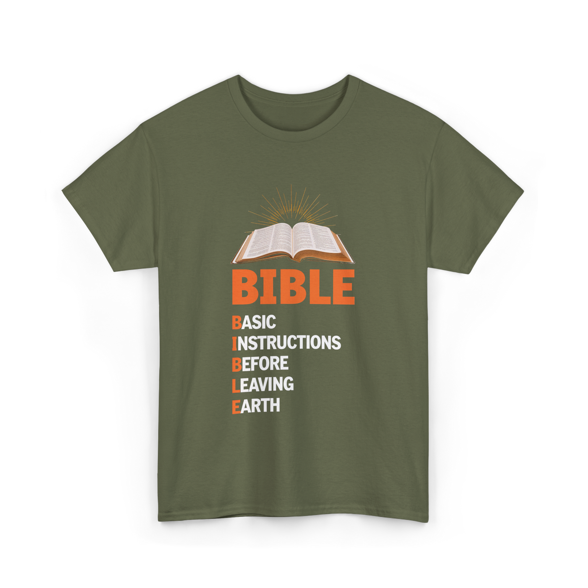 Bible Basic Instructions T-Shirt - Military Green