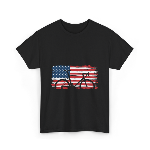 Bicycle American Flag Cycling T-Shirt - Black