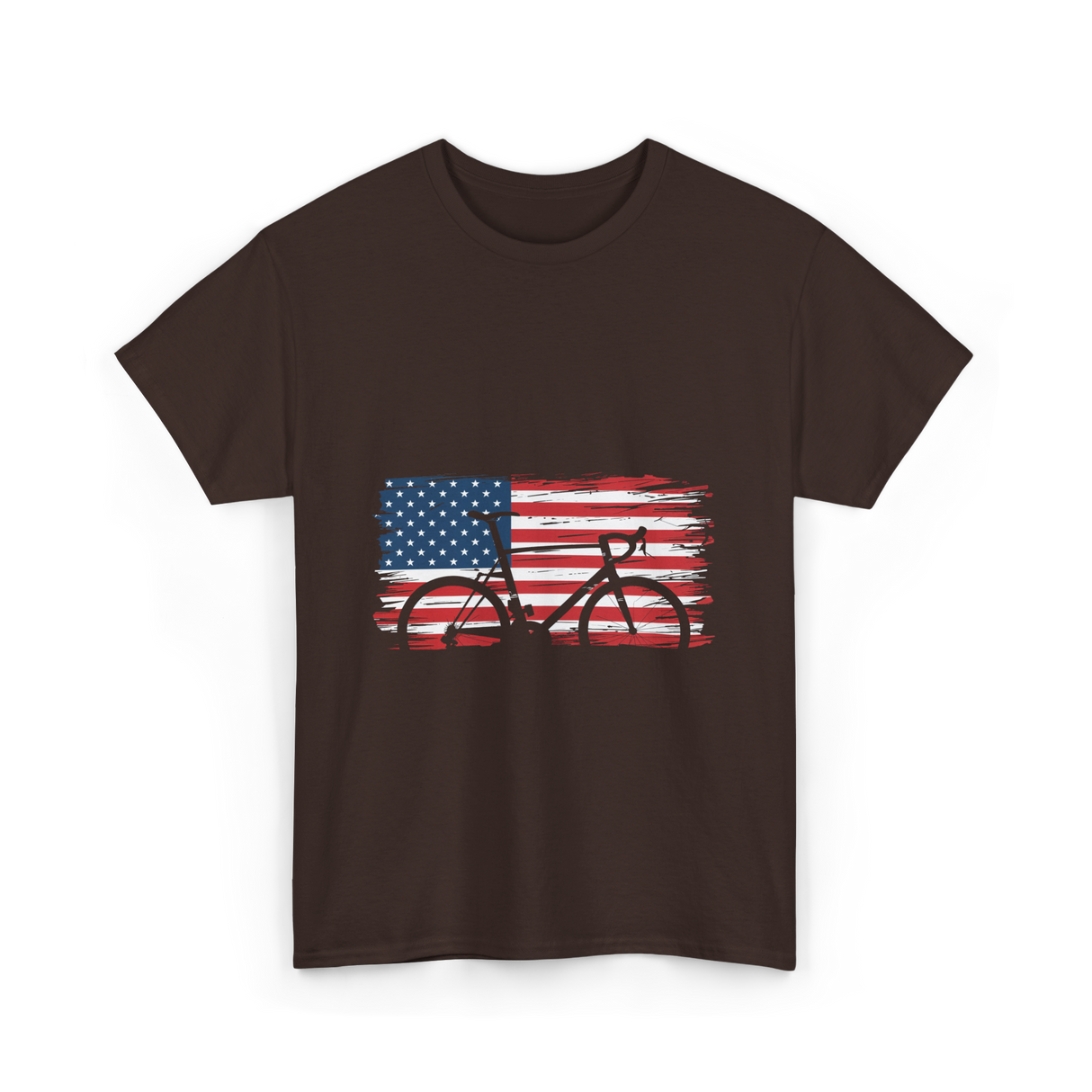 Bicycle American Flag Cycling T-Shirt - Dark Chocolate