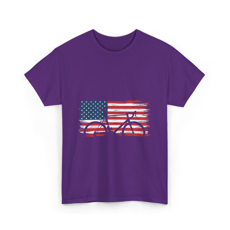 Bicycle American Flag Cycling T-Shirt - Purple