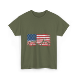 Bicycle American Flag Cycling T-Shirt - Military Green