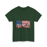 Bicycle American Flag Cycling T-Shirt - Forest Green