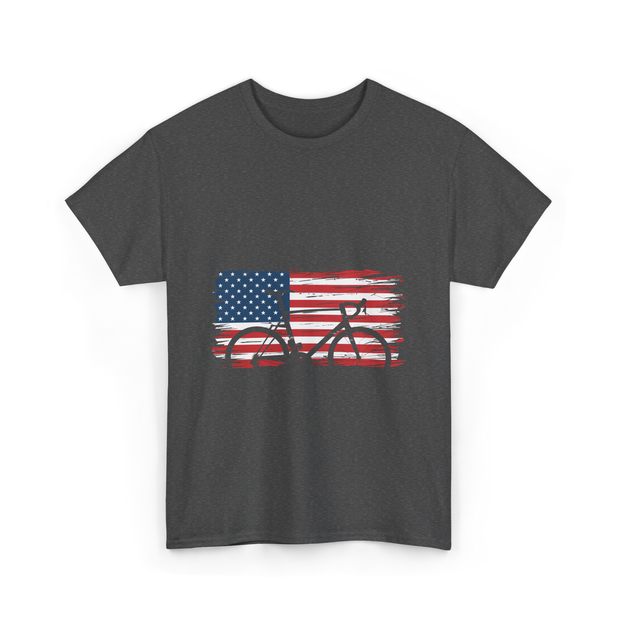 Bicycle American Flag Cycling T-Shirt - Dark Heather