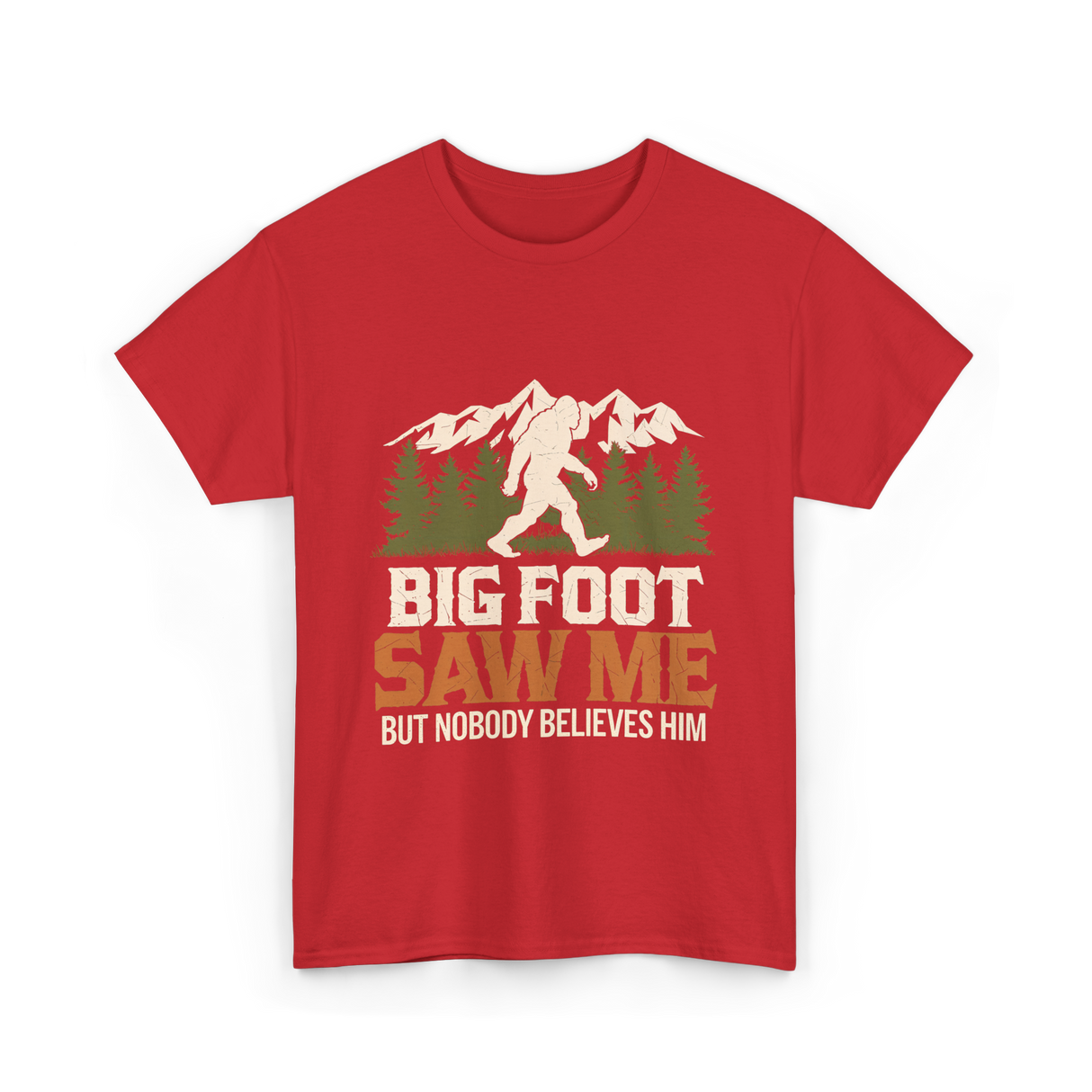 Big Foot Saw Me Bigfoot T-Shirt - Red