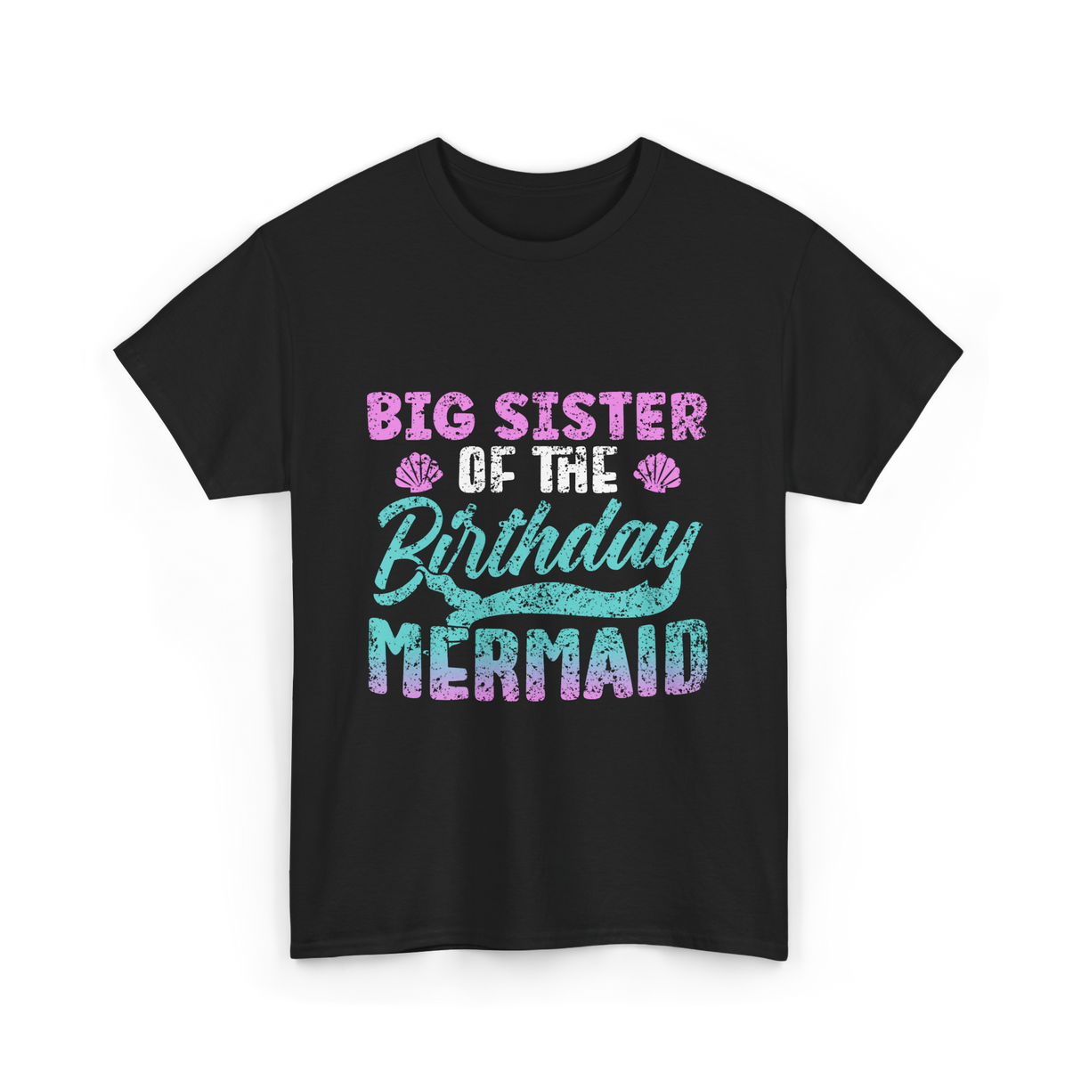 Big Sister Birthday Mermaid Party T-Shirt - Black