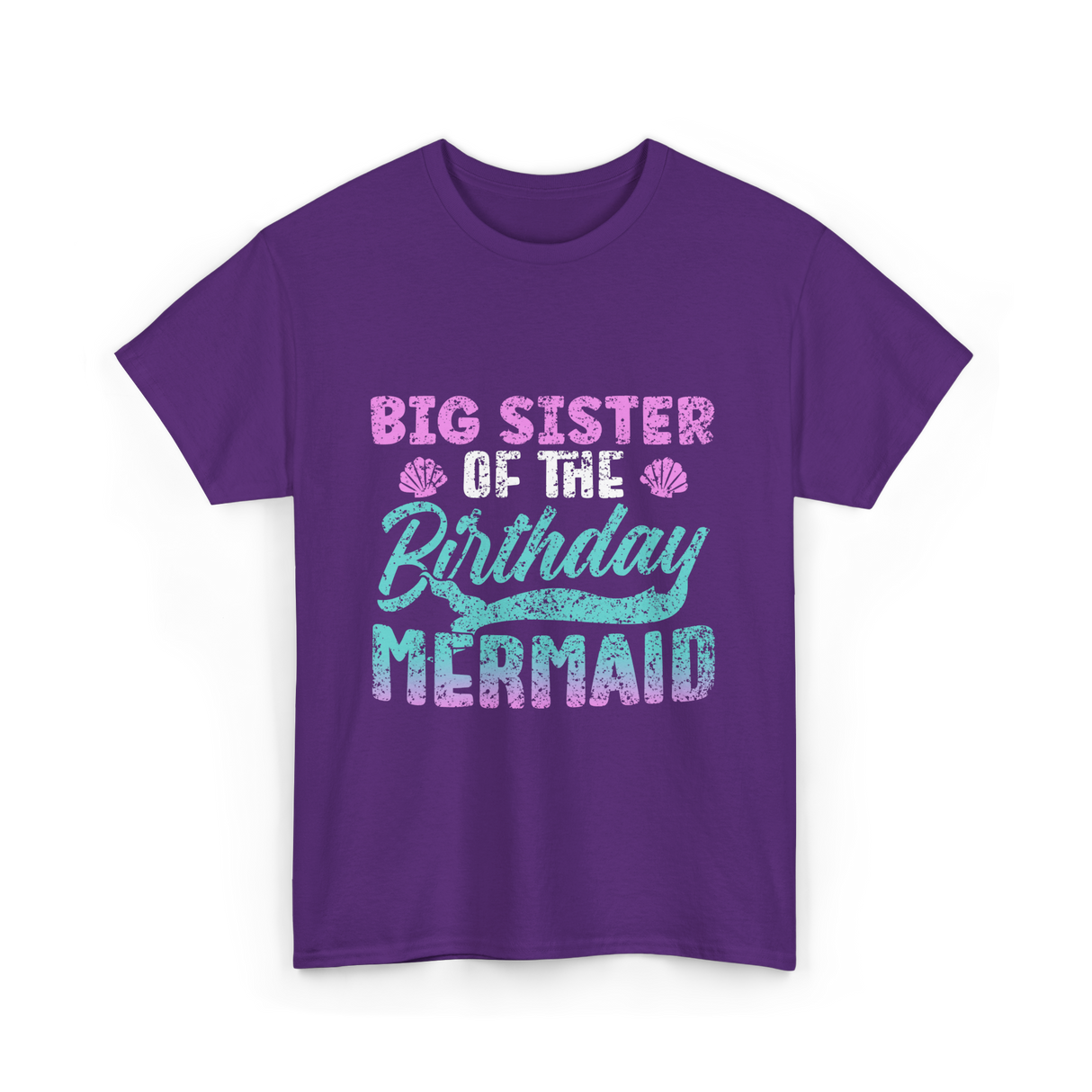 Big Sister Birthday Mermaid Party T-Shirt - Purple