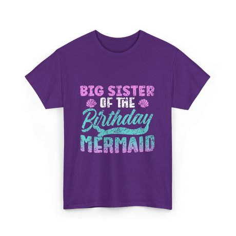 Big Sister Birthday Mermaid Party T-Shirt - Purple