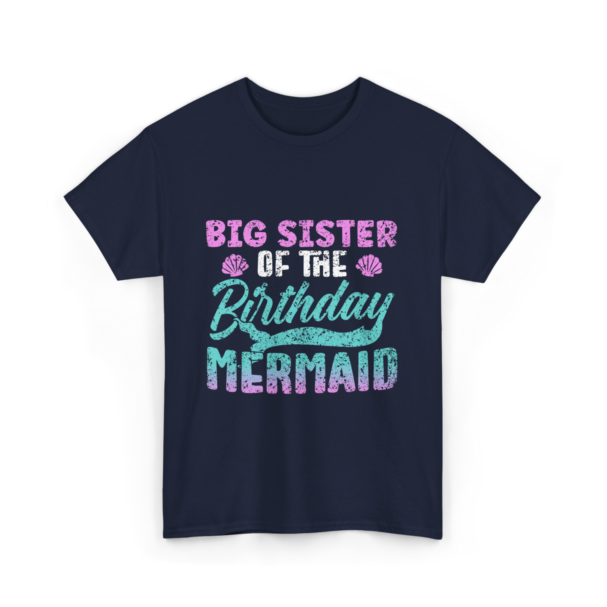 Big Sister Birthday Mermaid Party T-Shirt - Navy