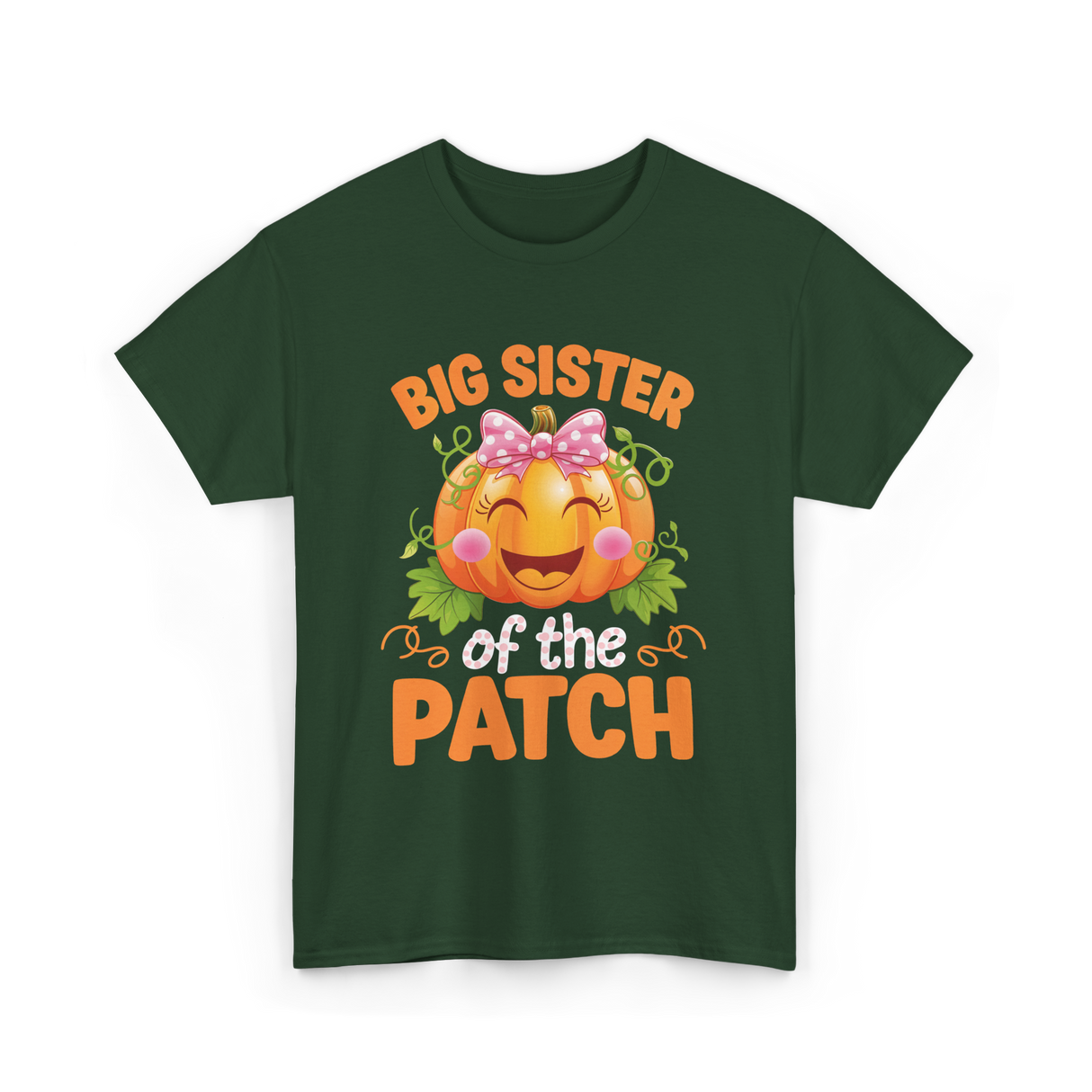 Big Sister of the Patch Pumpkin T-Shirt - Forest Green