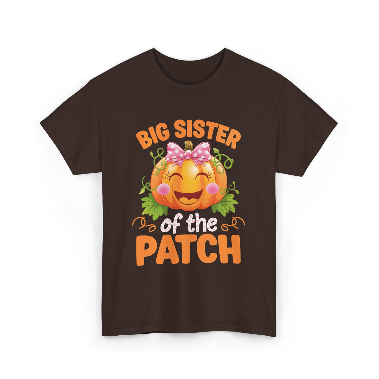 Big Sister of the Patch Pumpkin T-Shirt - Dark Chocolate