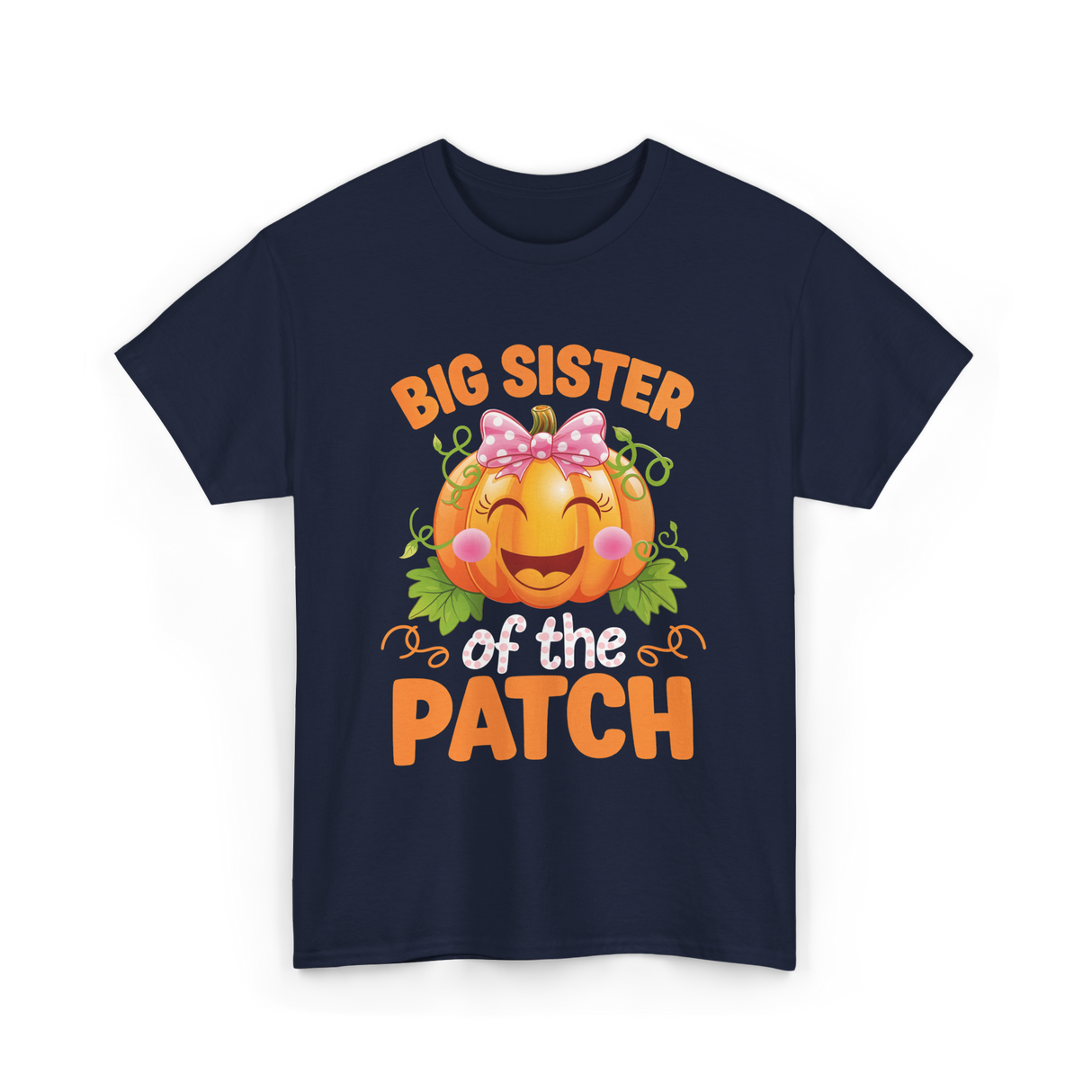 Big Sister of the Patch Pumpkin T-Shirt - Navy