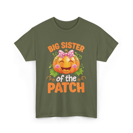 Big Sister of the Patch Pumpkin T-Shirt - Military Green