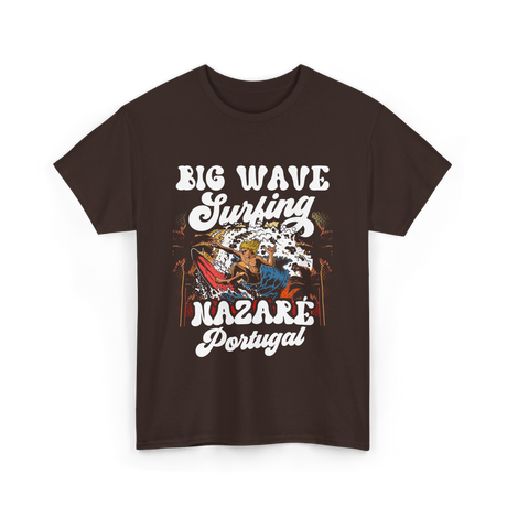 Big Wave Surfing Nazaré Portugal Surfer T-Shirt - Dark Chocolate