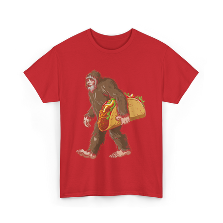 Bigfoot Carrying Taco Sasquatch T-Shirt - Red