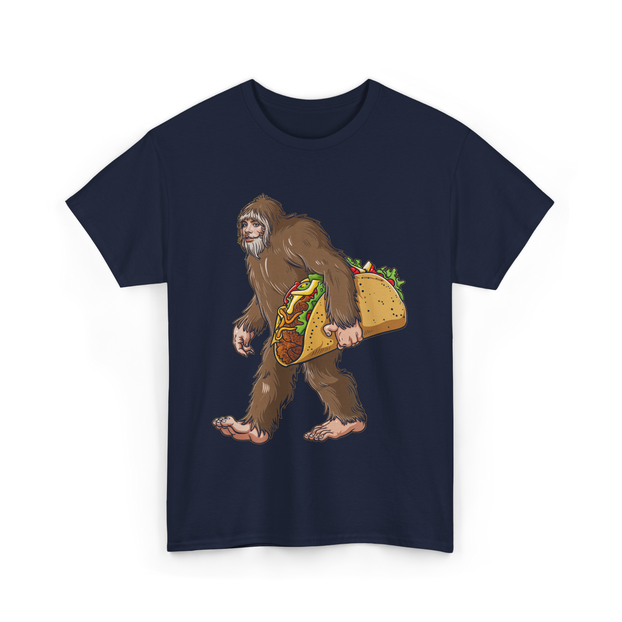 Bigfoot Carrying Taco Sasquatch T-Shirt - Navy