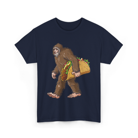 Bigfoot Carrying Taco Sasquatch T-Shirt - Navy