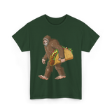 Bigfoot Carrying Taco Sasquatch T-Shirt - Forest Green