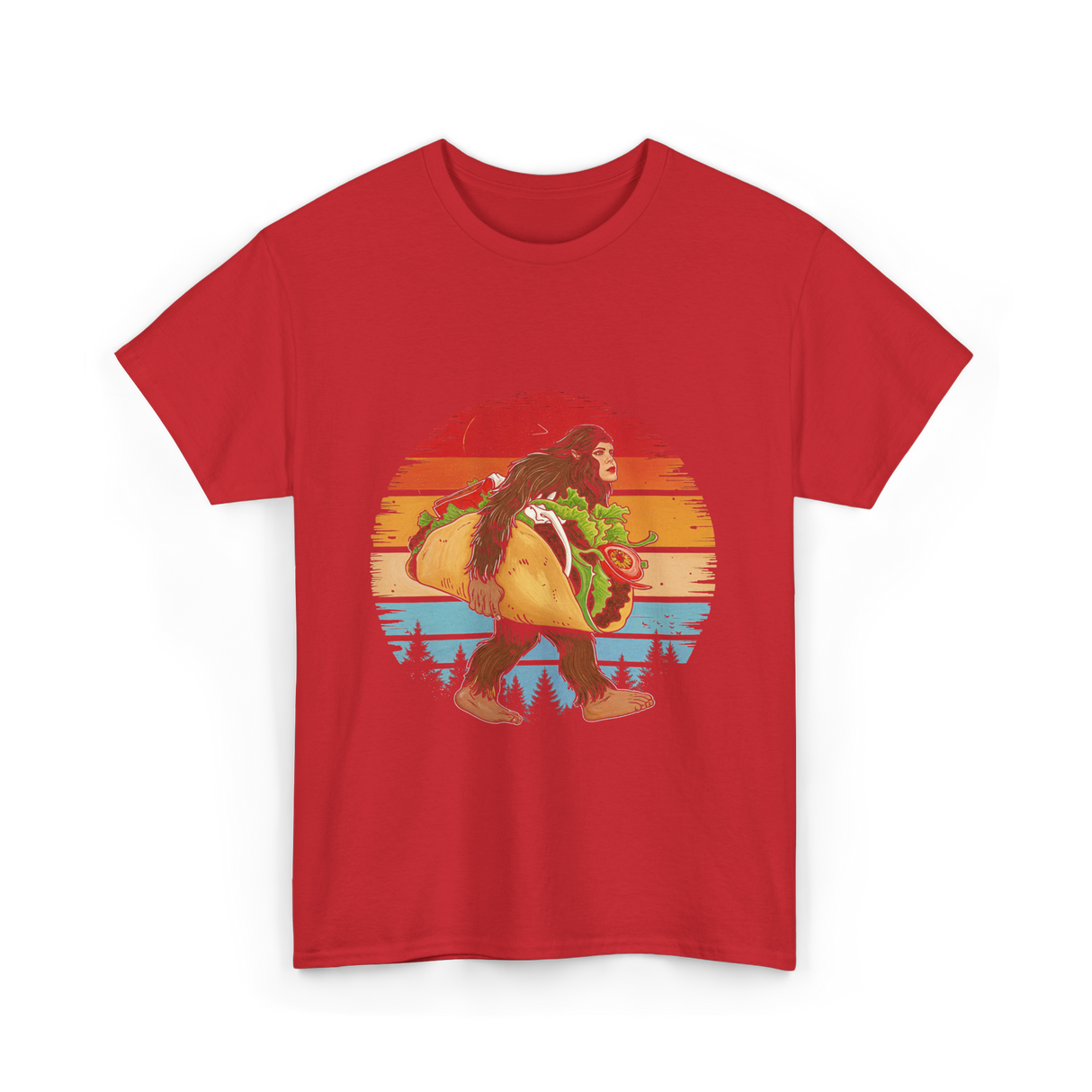 Bigfoot Carrying Taco Sasquatch T-Shirt - Red