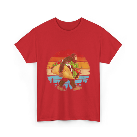 Bigfoot Carrying Taco Sasquatch T-Shirt - Red