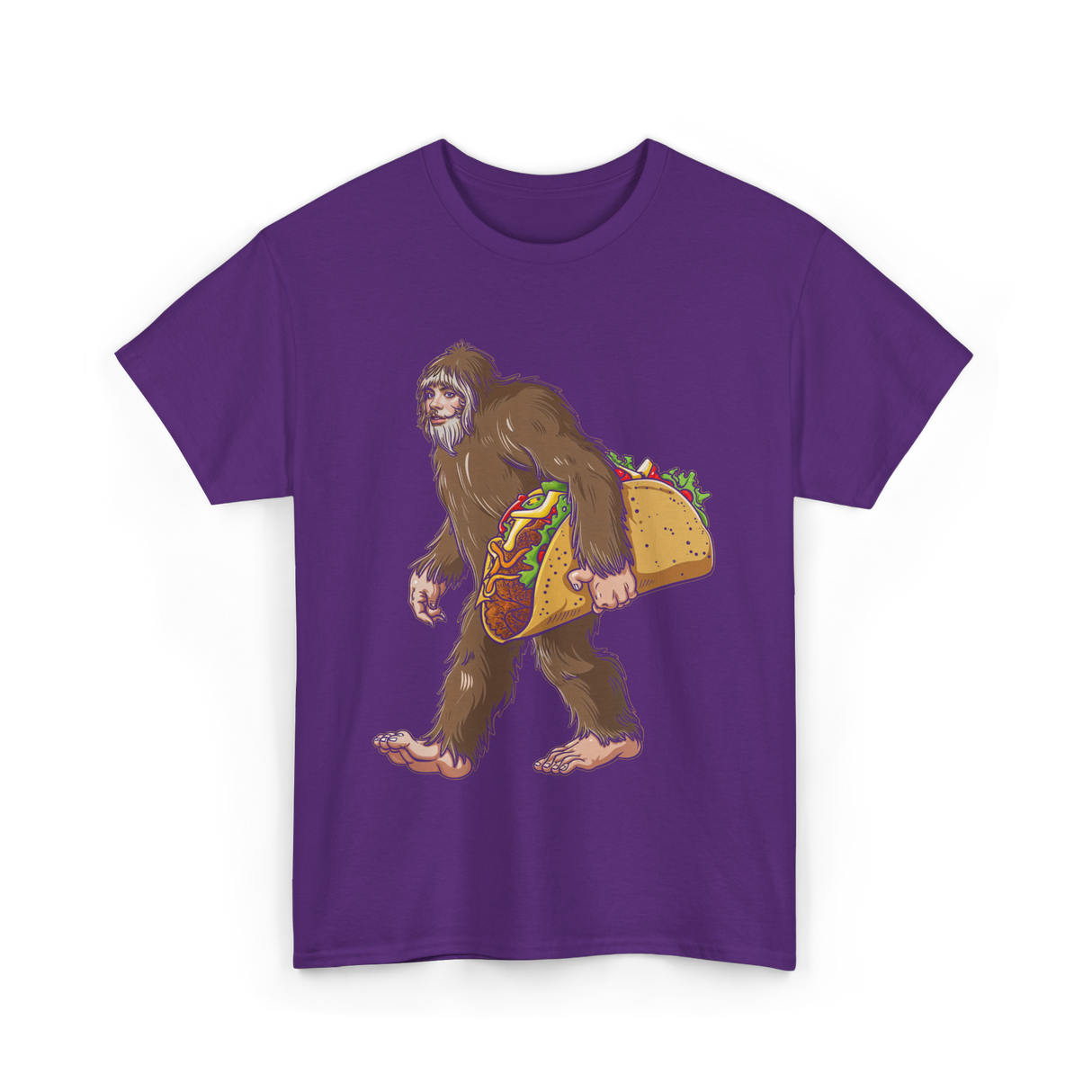 Bigfoot Carrying Taco Sasquatch T-Shirt - Purple