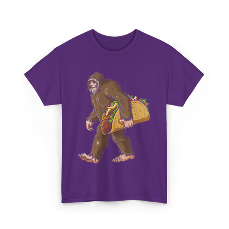 Bigfoot Carrying Taco Sasquatch T-Shirt - Purple