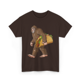 Bigfoot Carrying Taco Sasquatch T-Shirt - Dark Chocolate