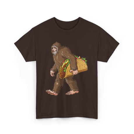 Bigfoot Carrying Taco Sasquatch T-Shirt - Dark Chocolate