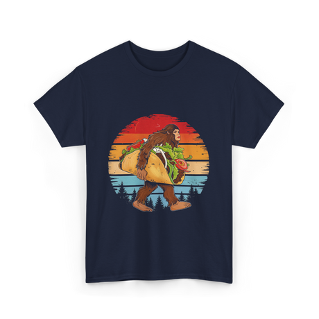 Bigfoot Carrying Taco Sasquatch T-Shirt - Navy