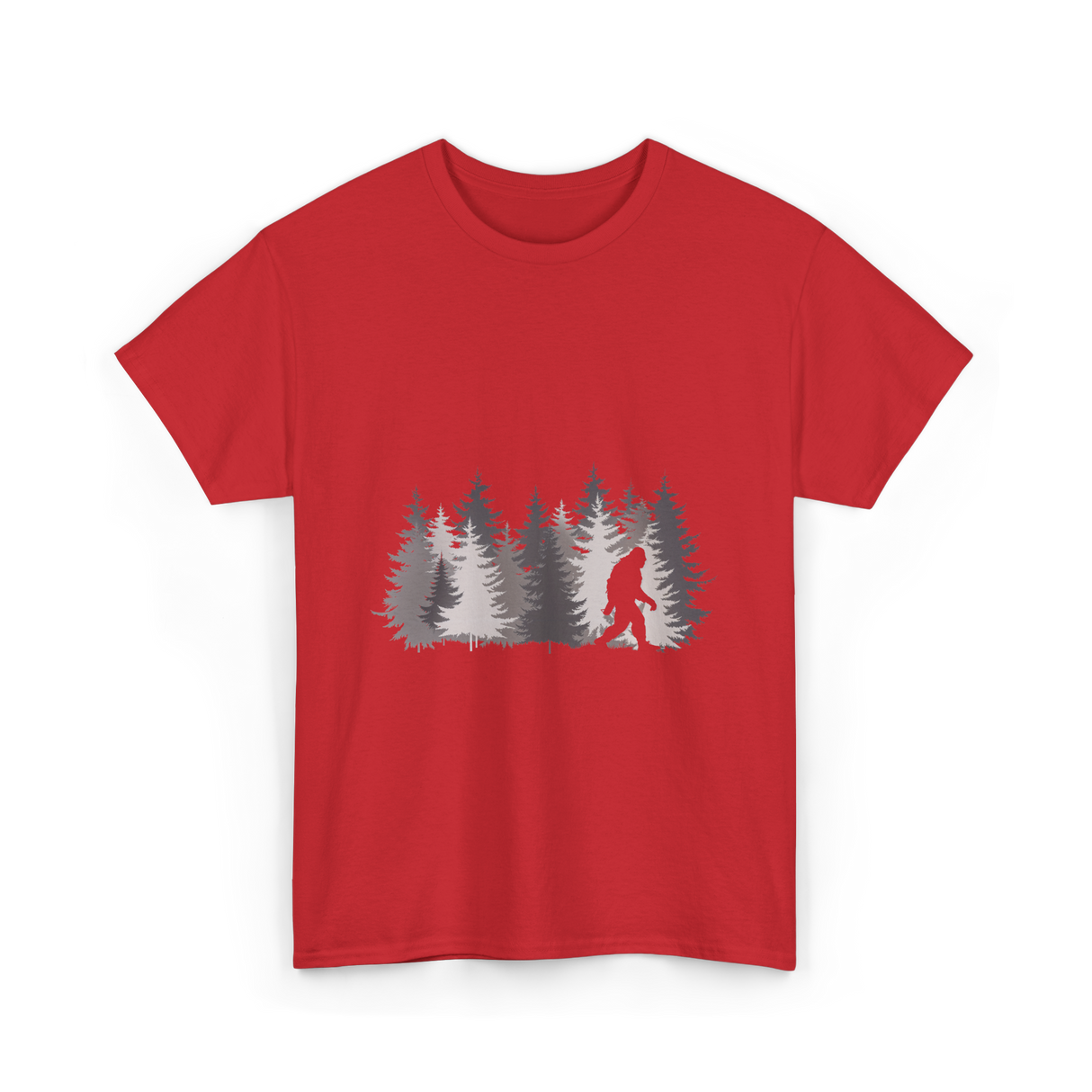 Bigfoot in the Forest Sasquatch T-Shirt - Red