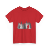 Bigfoot in the Forest Sasquatch T-Shirt - Red