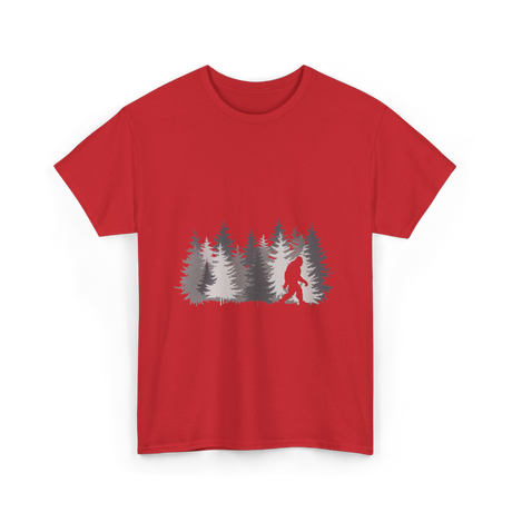 Bigfoot in the Forest Sasquatch T-Shirt - Red