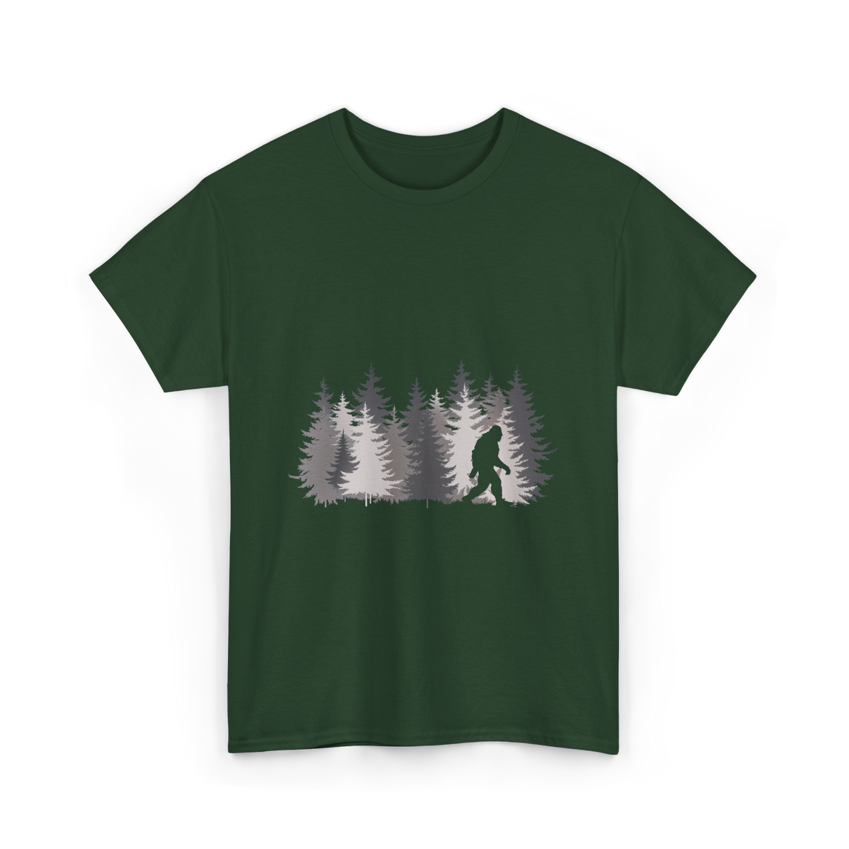 Bigfoot in the Forest Sasquatch T-Shirt - Forest Green